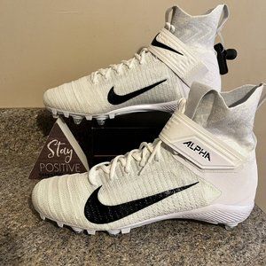 Nike Alpha Menace Elite 2 Detachable Football cleats White Black Mens Size‎ 14.5
